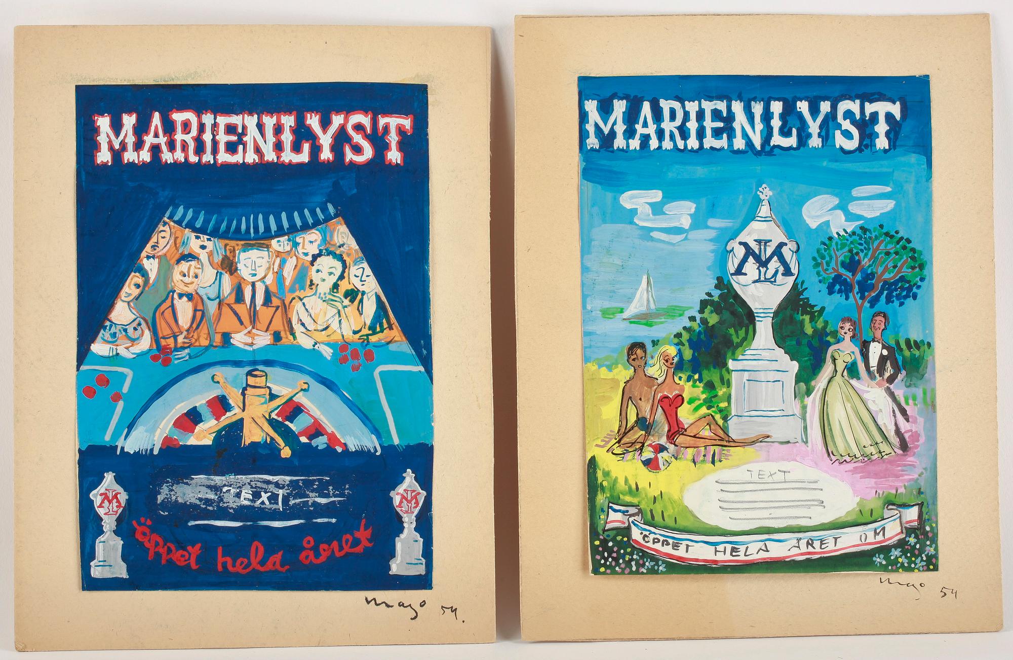 MAX GOLDSTEIN (MAGO) akvarellteckningar, kostymskisser och blyertsteckningar, ca 90 st, flertalet sign o dat 1969.