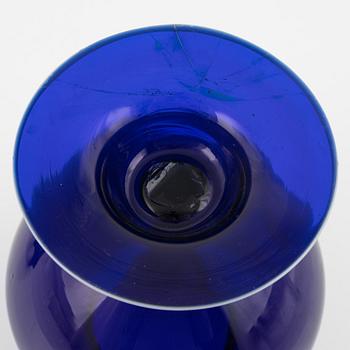 A blue glass potpurri urn from Göteborgs glasbruk or Norway, circa 1800.