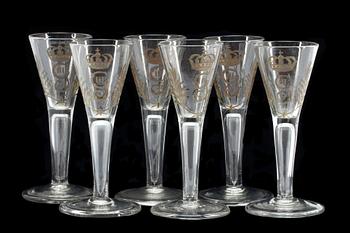 SPETSGLAS, 6 st. Gustaviansk stil.  1800-talets slut.