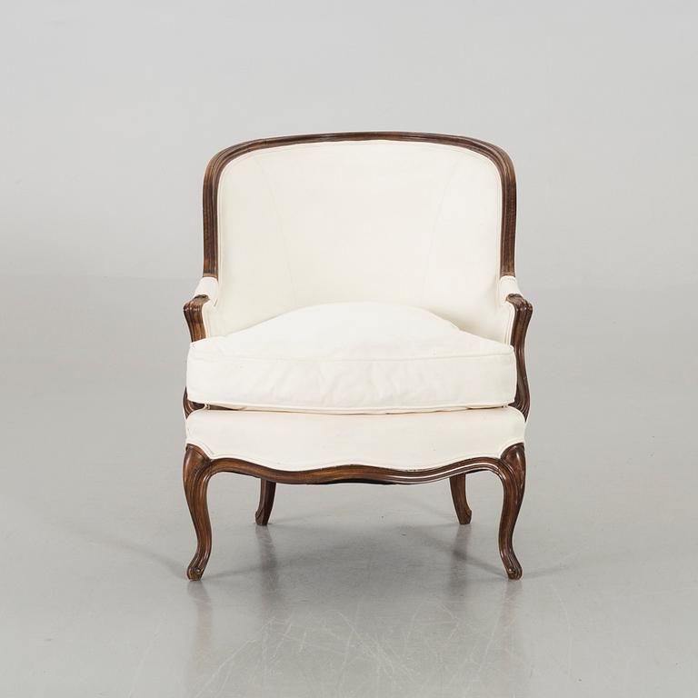 BERGÈRE/FÅTÖLJ Louis XV-stil 18/1900-tal.