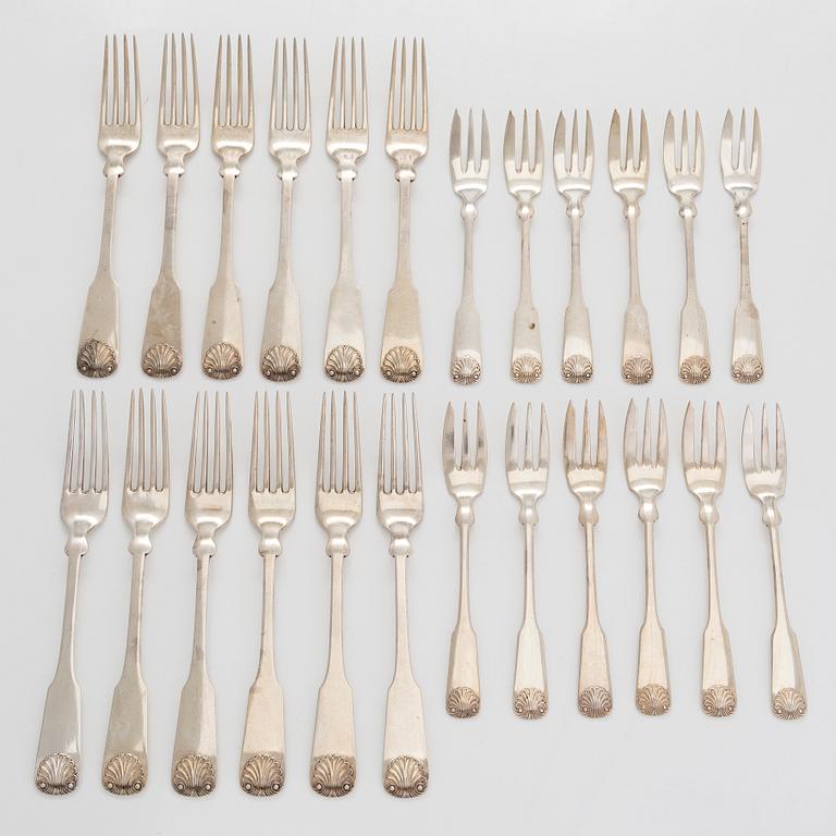 A 124-piece set of Danish silver cutlery, maker's mark of K. C. Hermann, Copenhagen,  1914-36, main part marked in 1914.