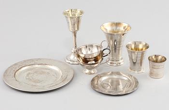 PARTI SILVER, 9 delar, Sverige, 1800-tal respektive 1900-tal. Vikt 430 g.