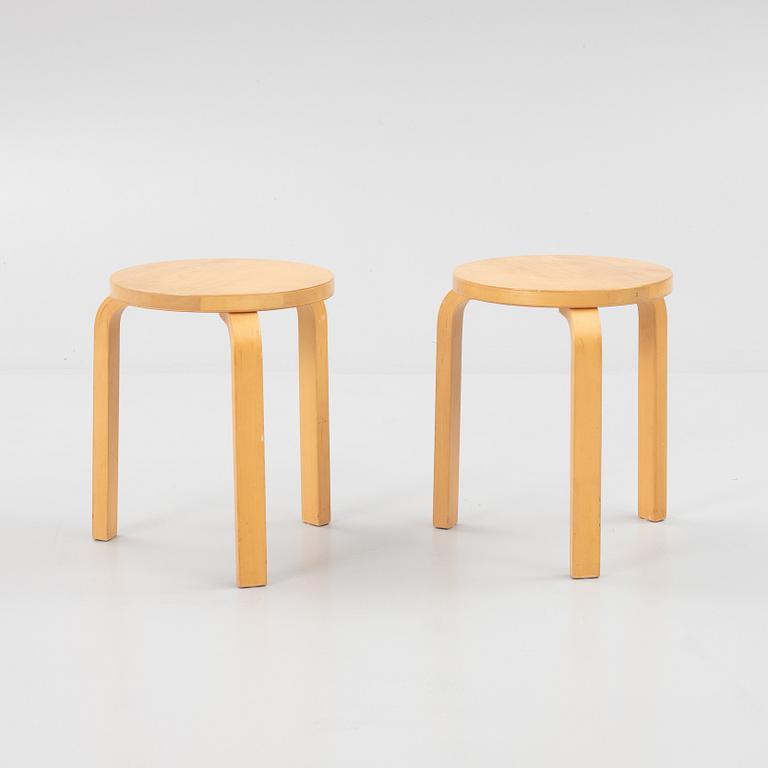 Alvar Aalto, a pair of model 60 stools, Artek, Finland.