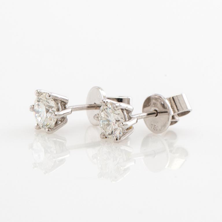 Earrings, a pair, 18K white gold with brilliant-cut diamonds.