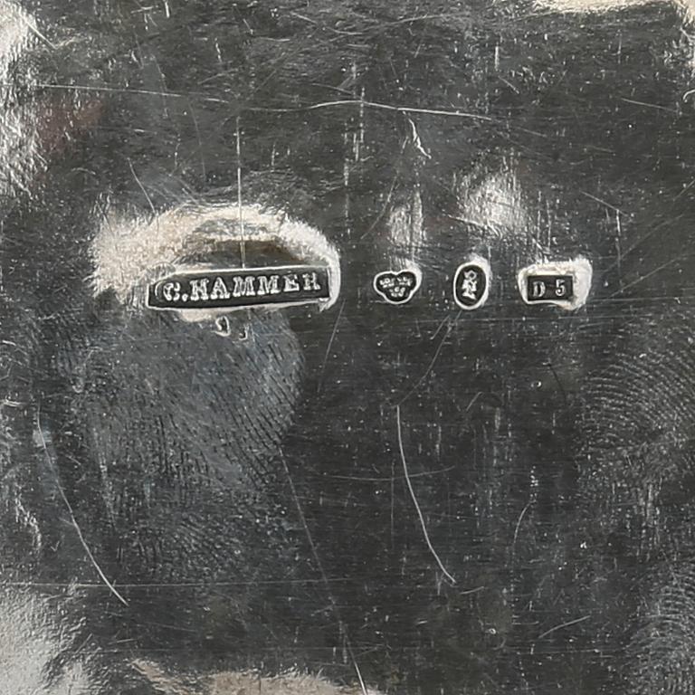 Christian Hammer sugar box with key, silver, Stockholm 1858, Neo-Rococo.