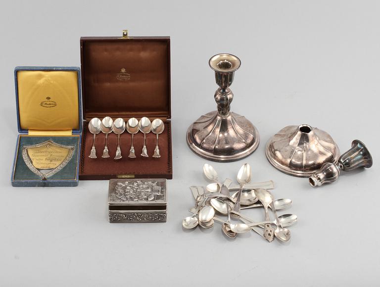 PARTI SILVER, silver, bla GAB Stockholm, 1900-tal. Vikt minus ljusstakar 438 g.