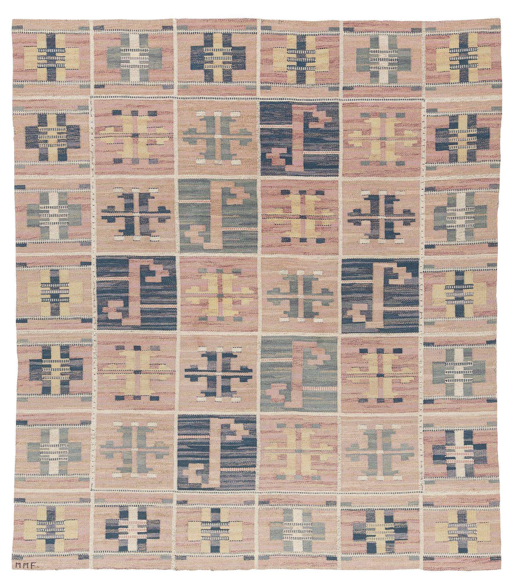 Märta Måås-Fjetterström, a carpet, 'Ulriksdal', flat weave, c. 290 x 250 cm, signed MMF.