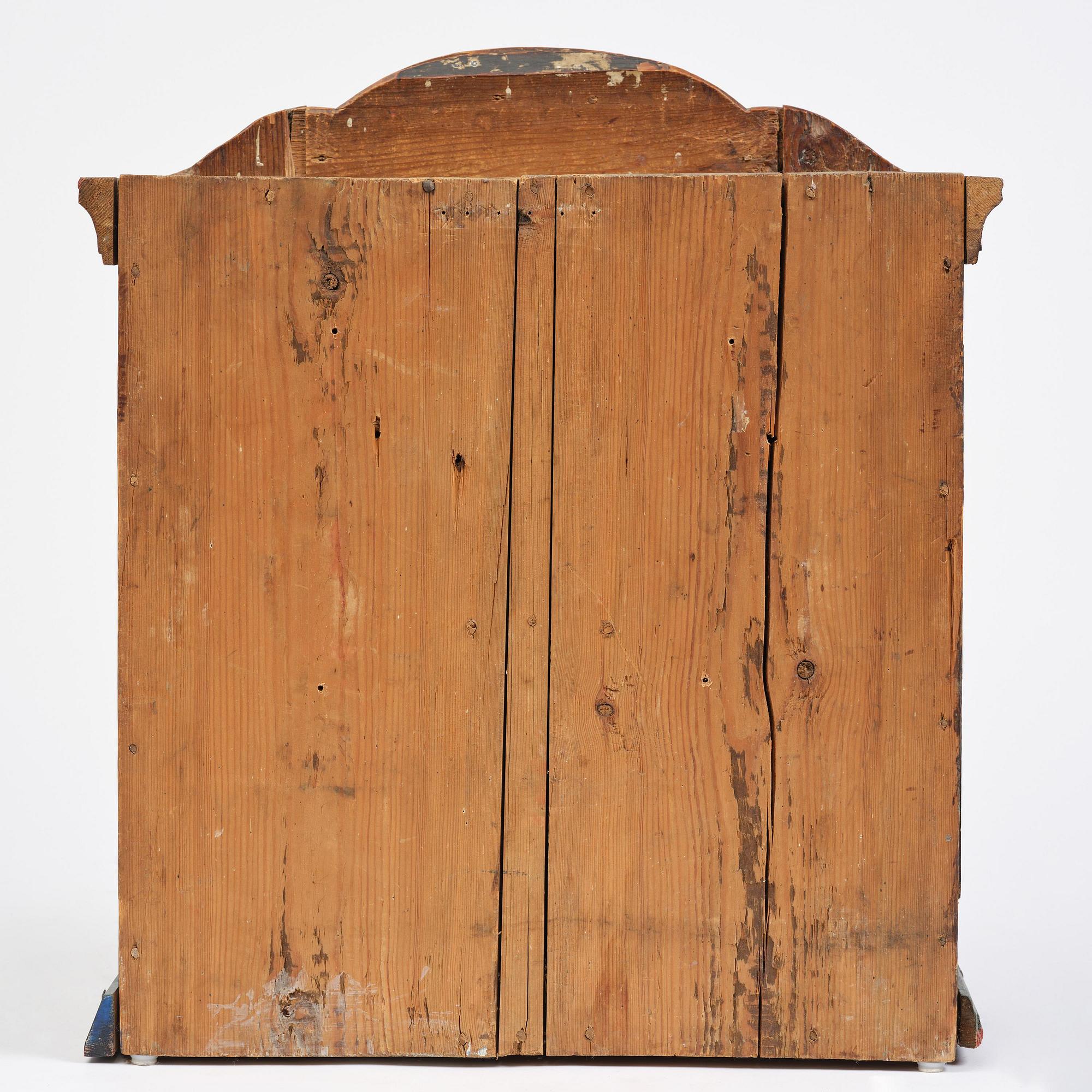 Hängskåp, allmoge, av Jöns Månsson, Forsa, Hälsingland, märkt JSS 1792.