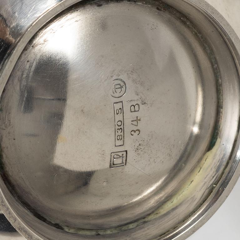 Grädd- och sockerskål, silver, J. Tostrup, Oslo, Norge, 1900-tal.