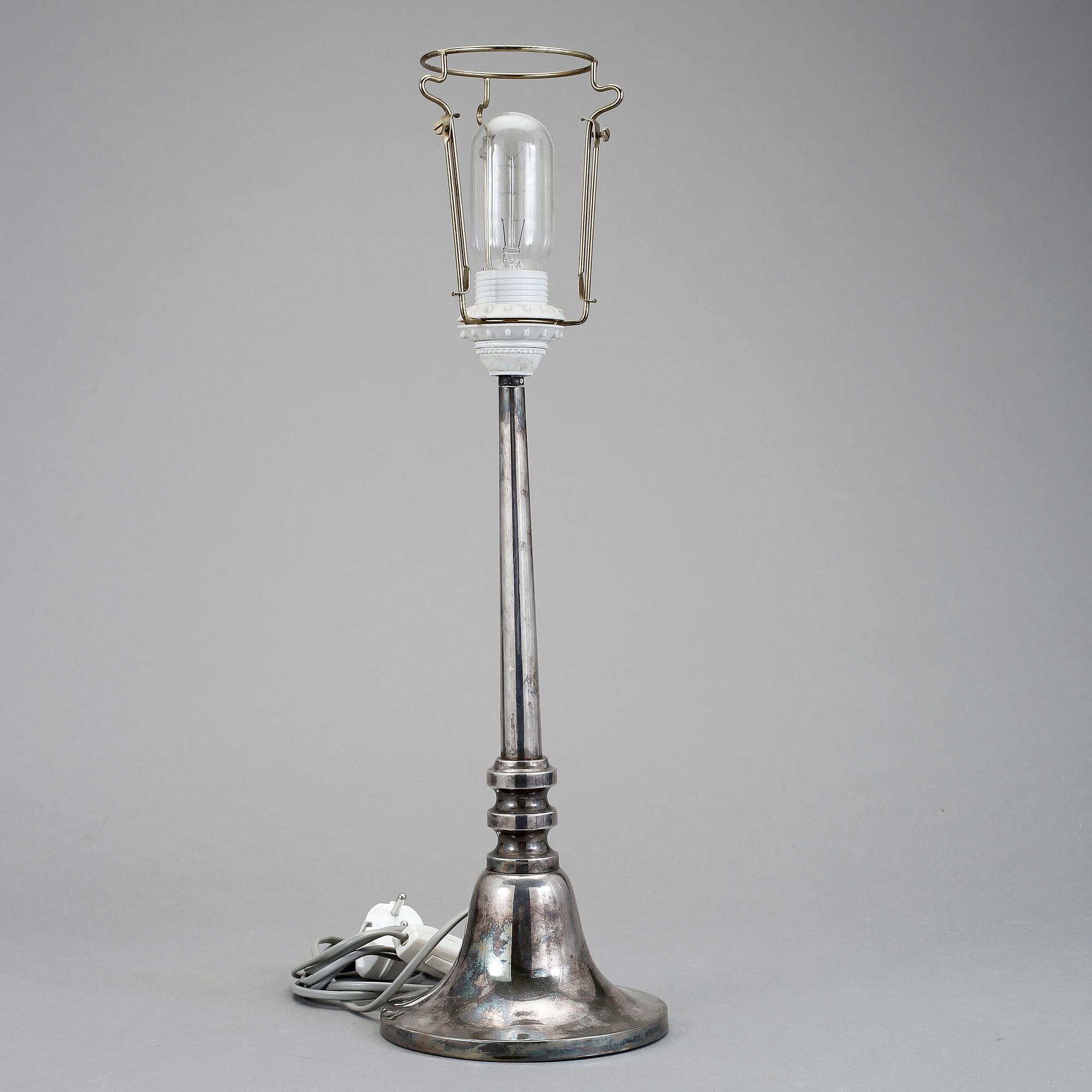 BORDSLAMPA, nysilver, 1920/30-tal.