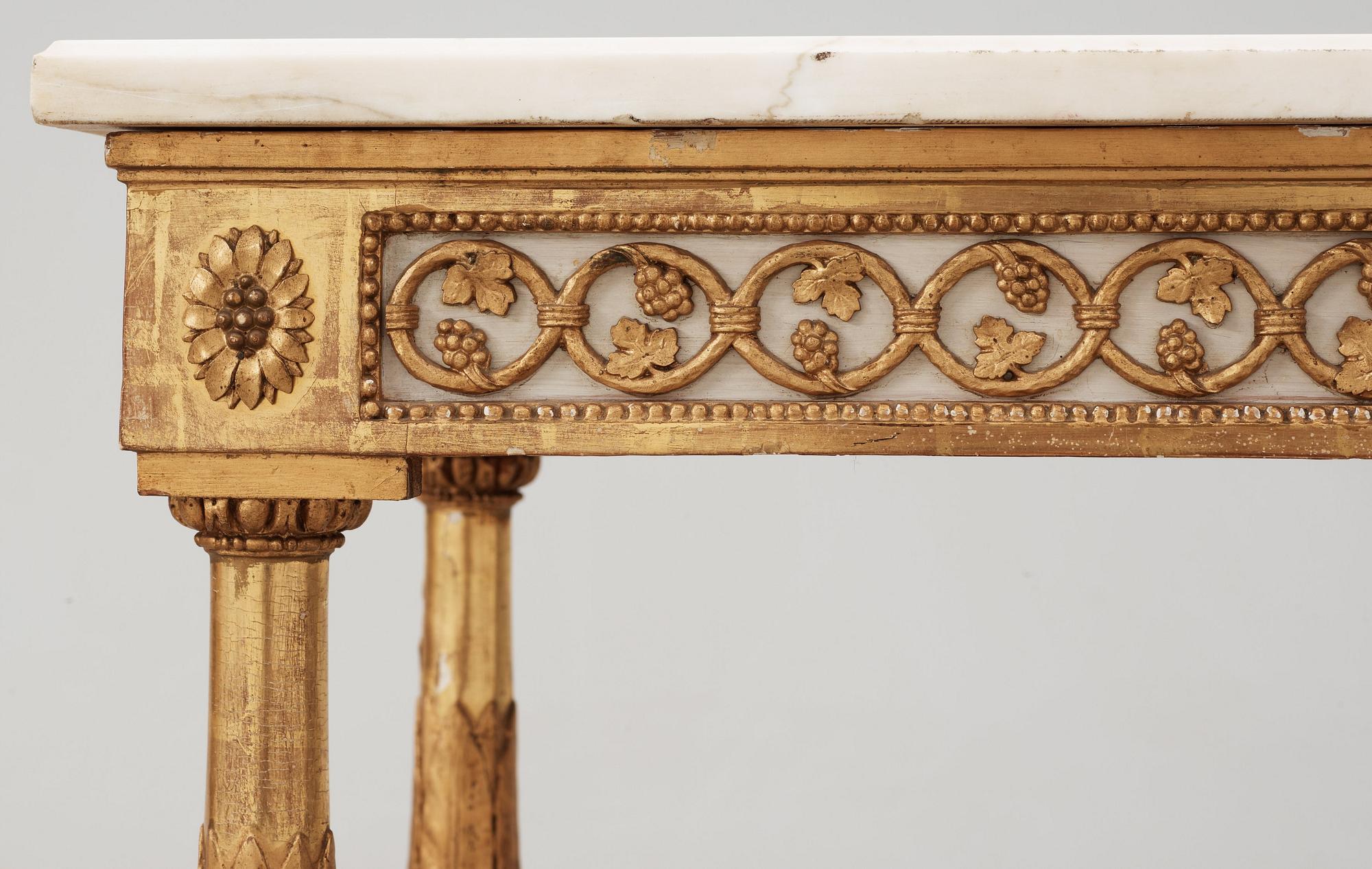 KONSOLBORD. Sengustavianskt, 1700-talets slut. Ritat av Louis Masreliez, utfört av Jean Baptiste Masreliez.