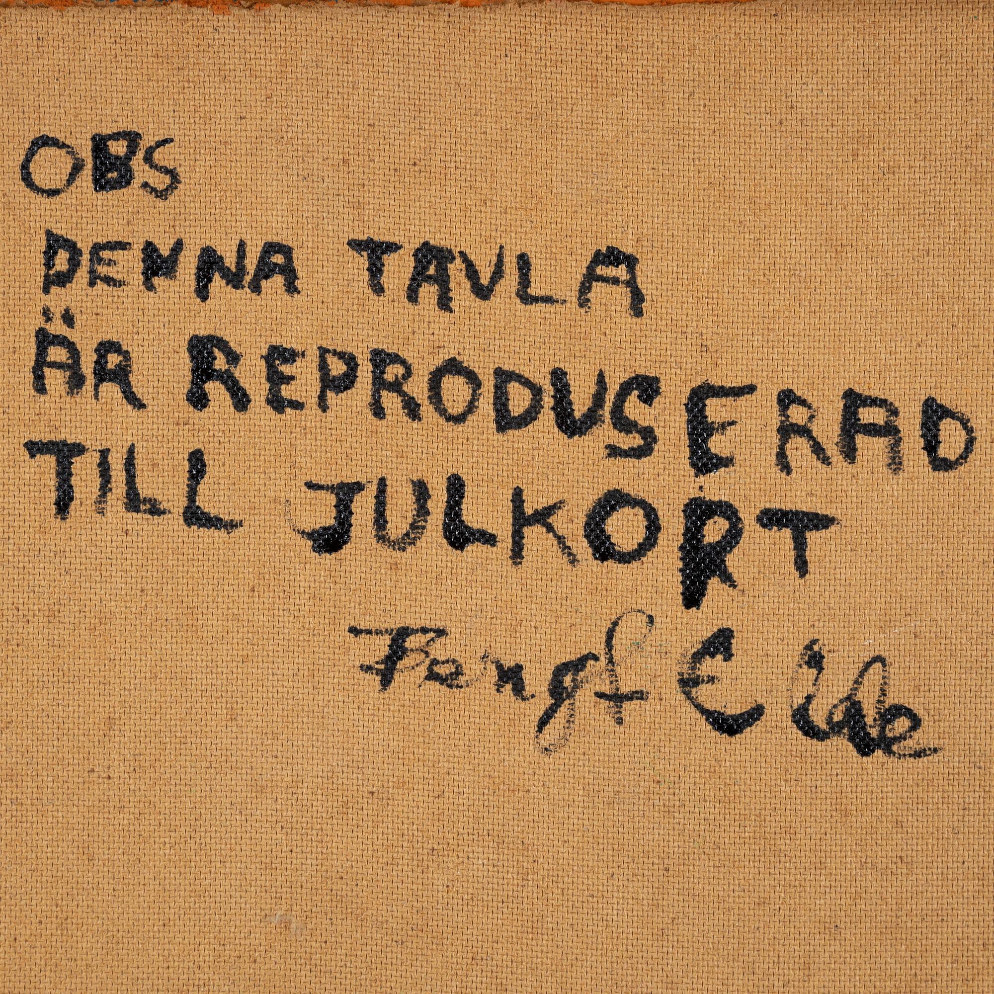 Bengt Elde, olja på pannå, signerad.