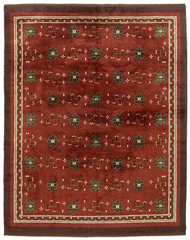 410. Nea Hållfast, attributed, a carpet, knotted pile, c 350 x 272 cm, signed KH.