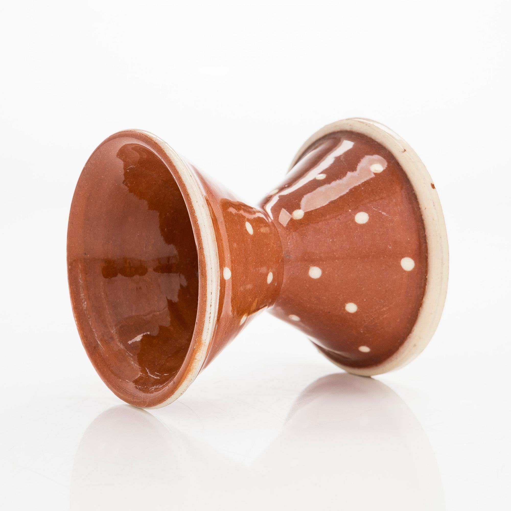 Marita Lybeck, candlestick, red clay, signed ML.