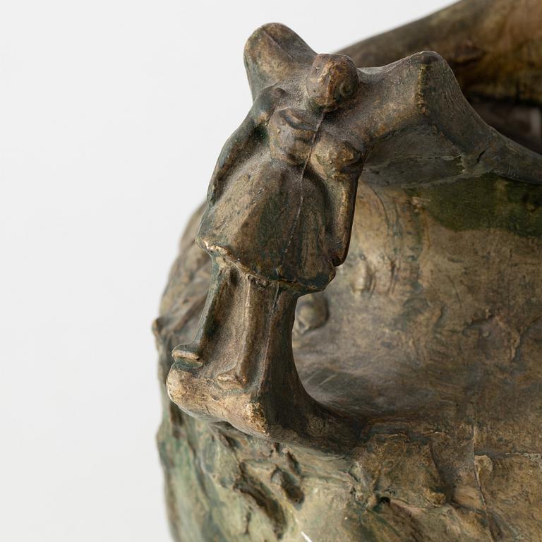 Agnes de Frumerie, an Art Nouveau plaster vase, Paris, signed and dated -94.