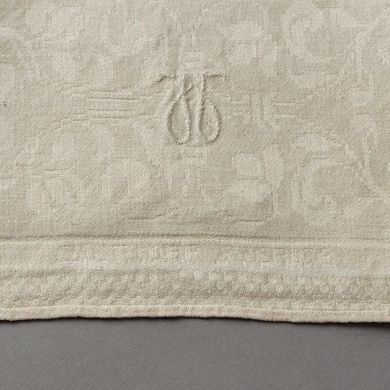 Napkins, 12 pcs., linen damask, "Småblommor", signed C.W. T:tORP SVERIGE.