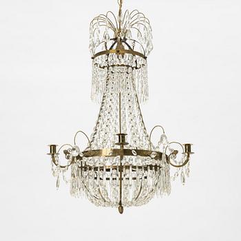 A Gustavian style chandelier, around 1900.