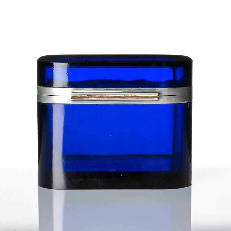 Josef Frank, a pewter mounted blue-tinted glass box, Firma Svenskt Tenn.