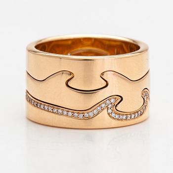 Georg Jensen, ring, "Fusion", 3 st, 18K roséguld med diamanter totalt ca 0.34 ct.