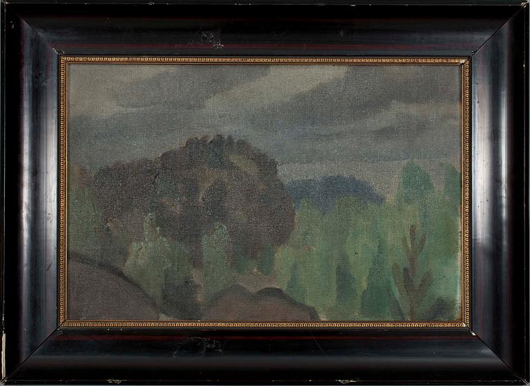 LAURI LEHMUSSAARI, olja på duk, uppfodrad på skiva, sign, a tergo sign. 1921.