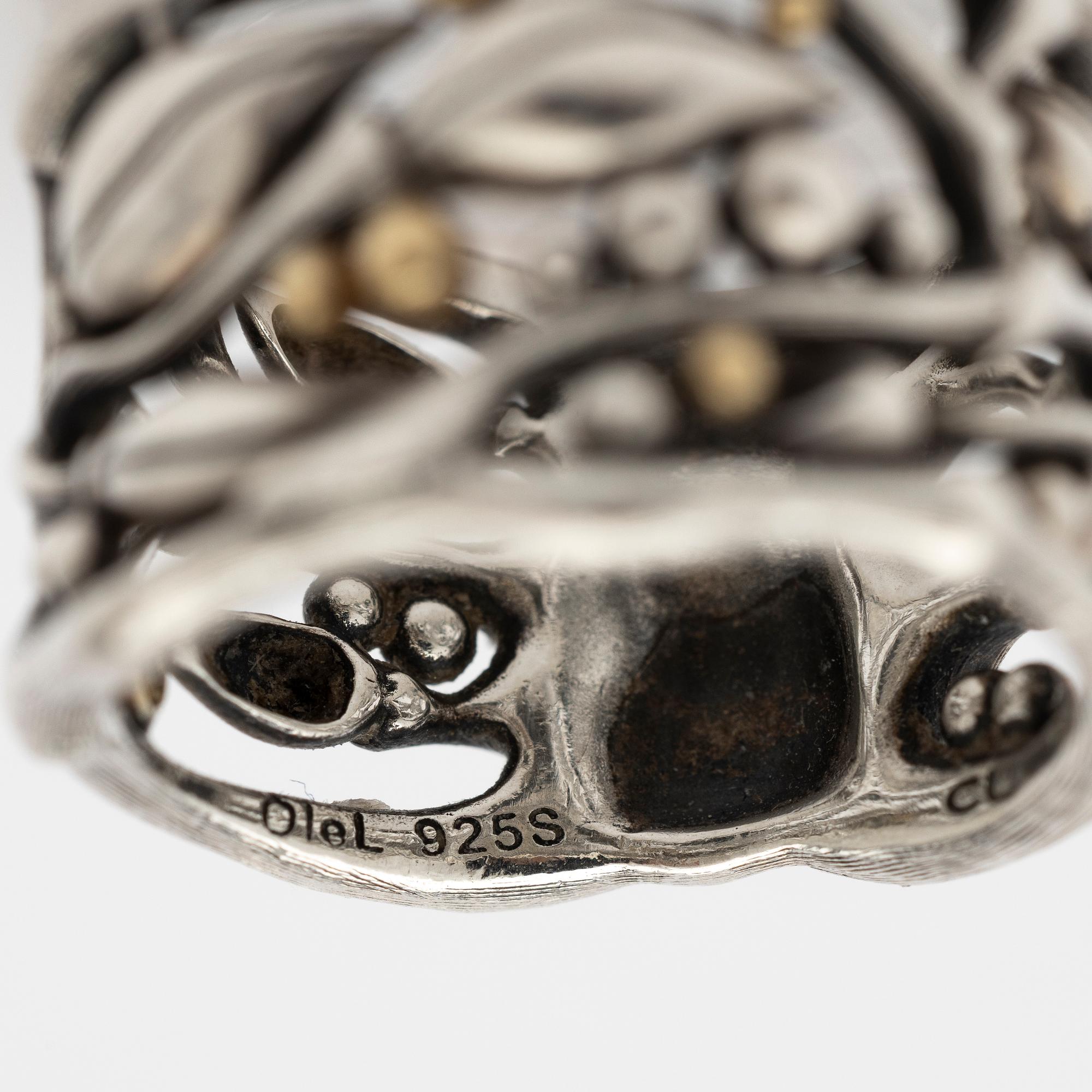 Ole Lynggaard, ring, "Forest ring", sterling silver, 18k guld och diamanter.