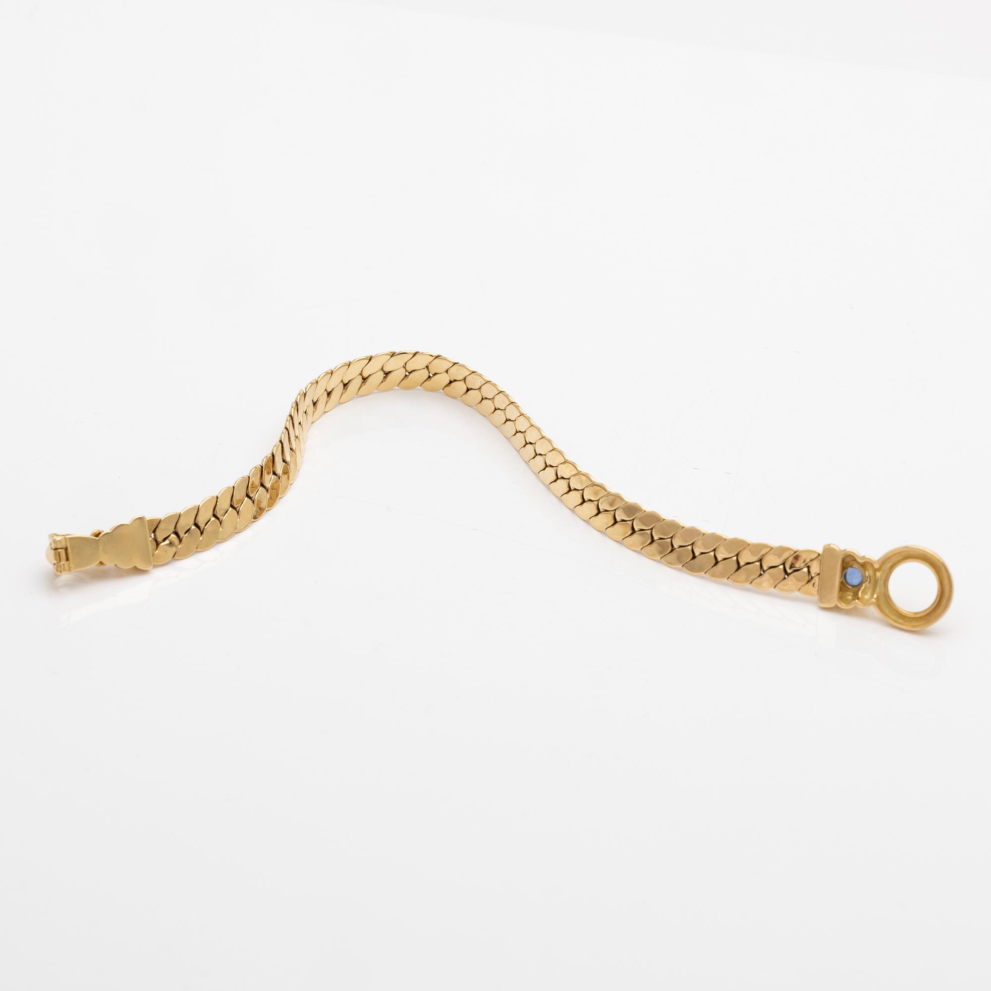 18K gold bracelet with a sapphire, Balestra Giovanni & Figli, Vicenza, Italy.