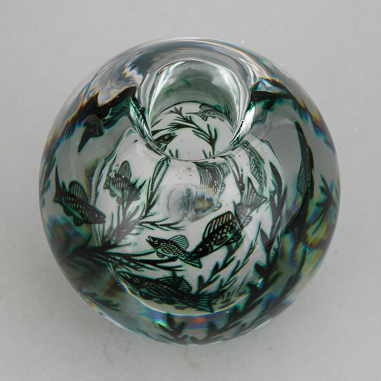 Edward Hald, a signed glass vase, Orrefors.
