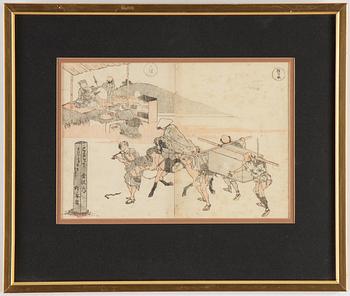 Katsushika Hokusai, Three sheets from album, Japan, 19th century.