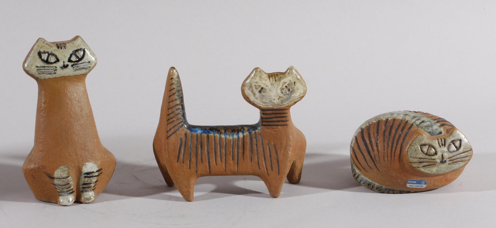 FIGURINER, lergods, 3 st. Lisa Larson, Gustavsberg.