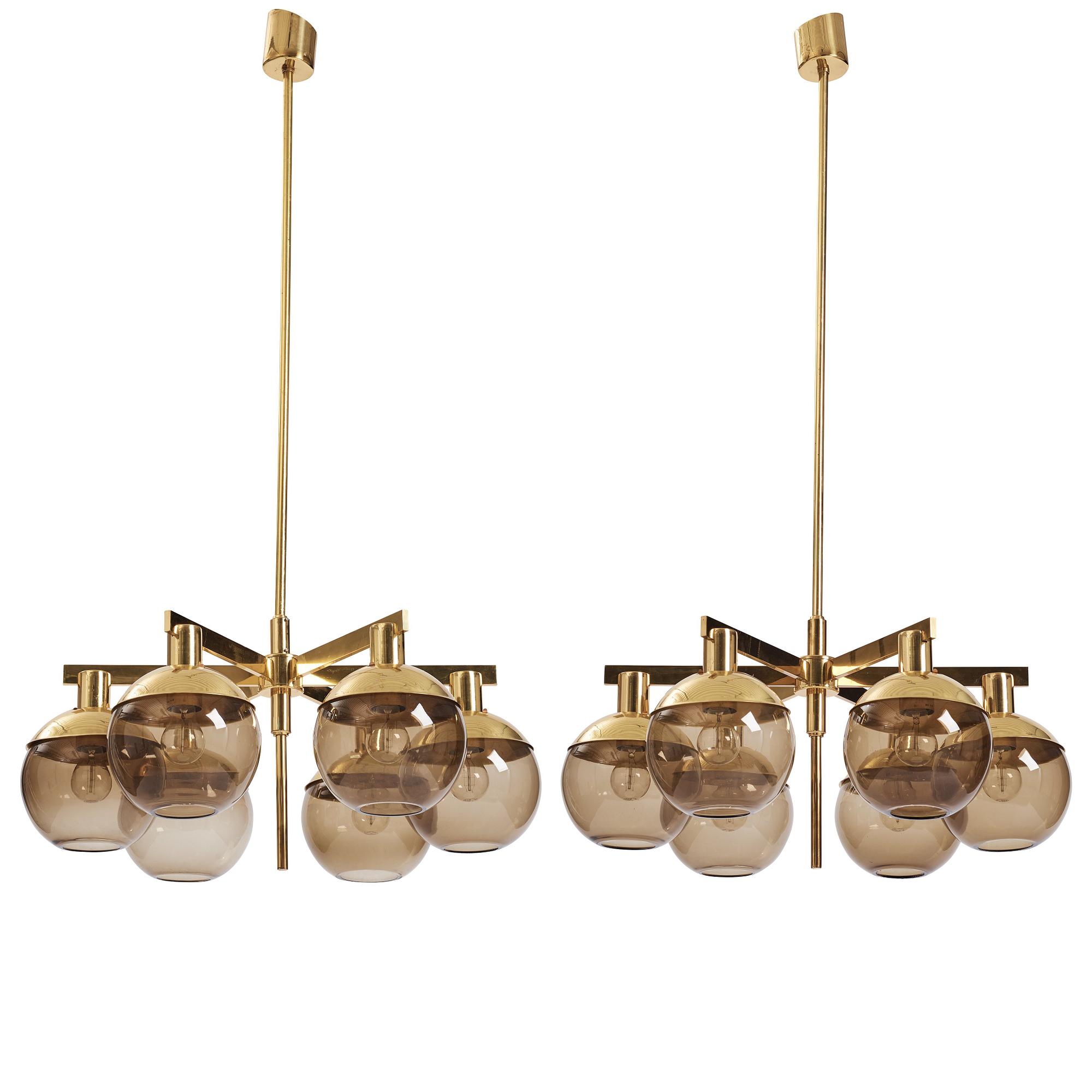Hans-Agne Jakobsson, a pair of ceiling lamps, model "Pastoral T348/6" Hans Agne Jakobsson AB Markaryd, Sweden 1960-70's.