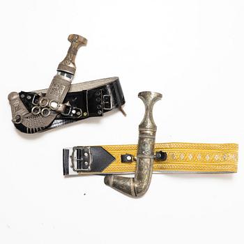 Jambiyor, 2 st, Oman/Jemen, 1900-tal.