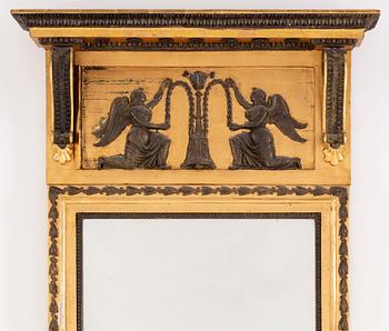 A Gustavian mirror, signed Hedberg & Lindblad, Stockholm, early 19th Century.