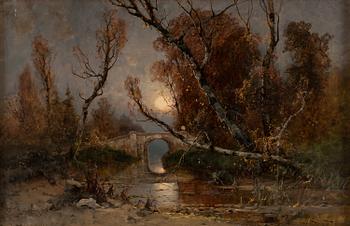 Julius von Klever, Bridge in autumn landscape.