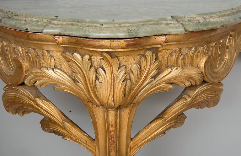 A CONSOLE TABLE. A Swedish rococo consoltable from the second half och the 18th century.