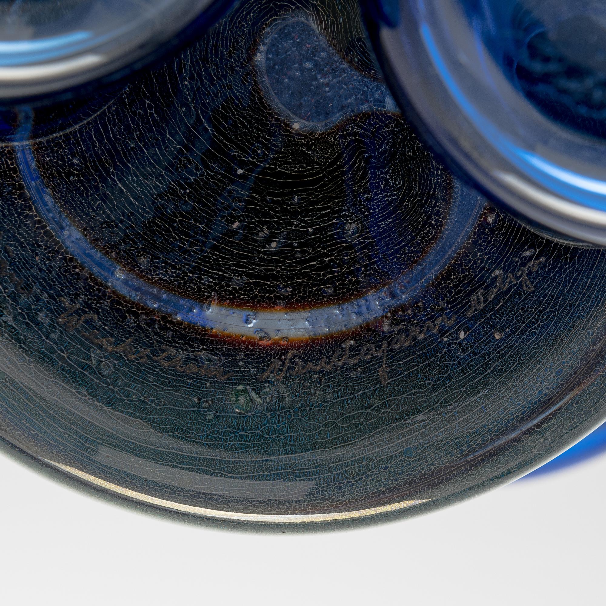 Björn Weckström, glasskulptur/ vas, signerad Björn Weckström Nuutajärvi Notsjö. 1970-tal.