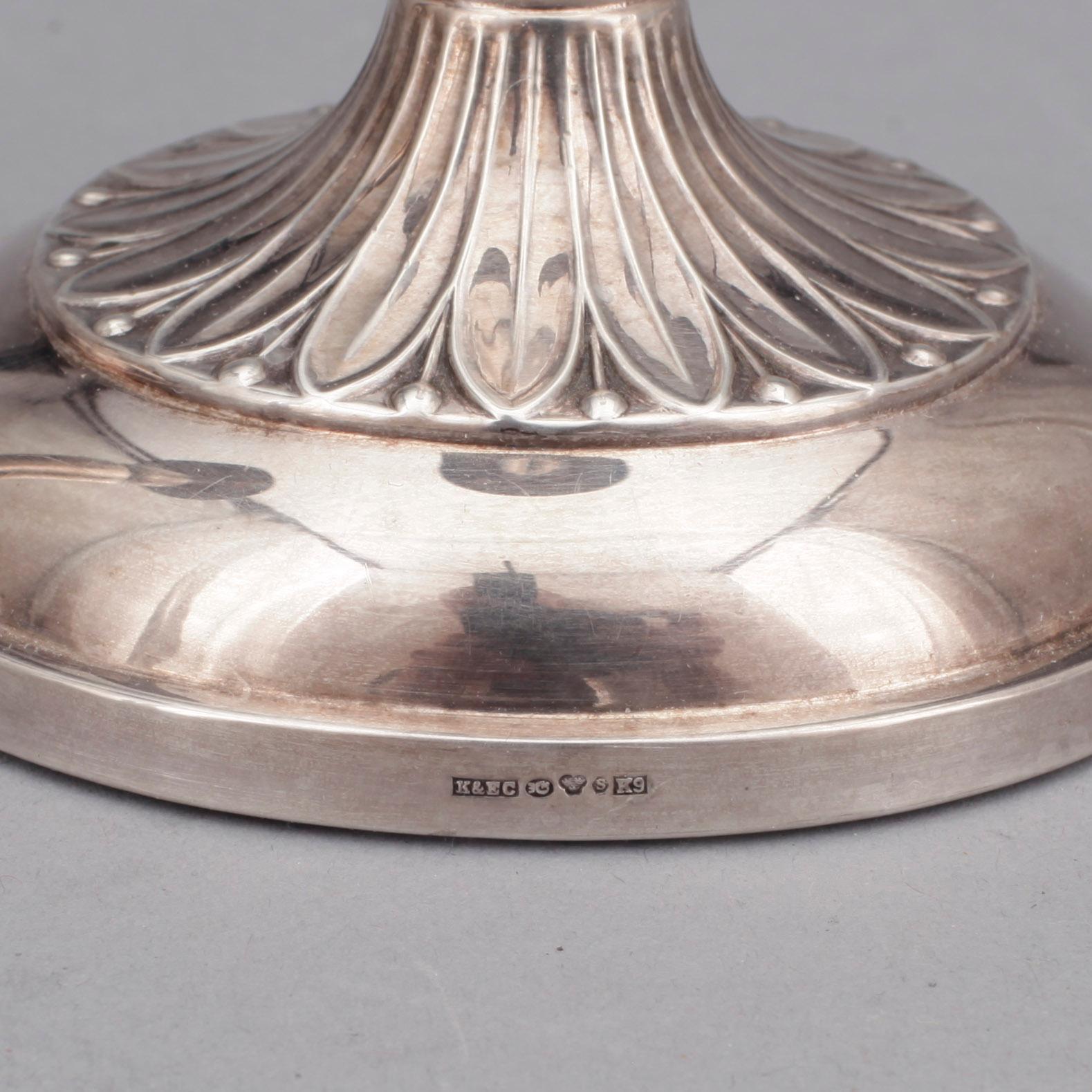 LJUSSTAKAR, 3 par, silver, bla Mema, 1930-90-tal.