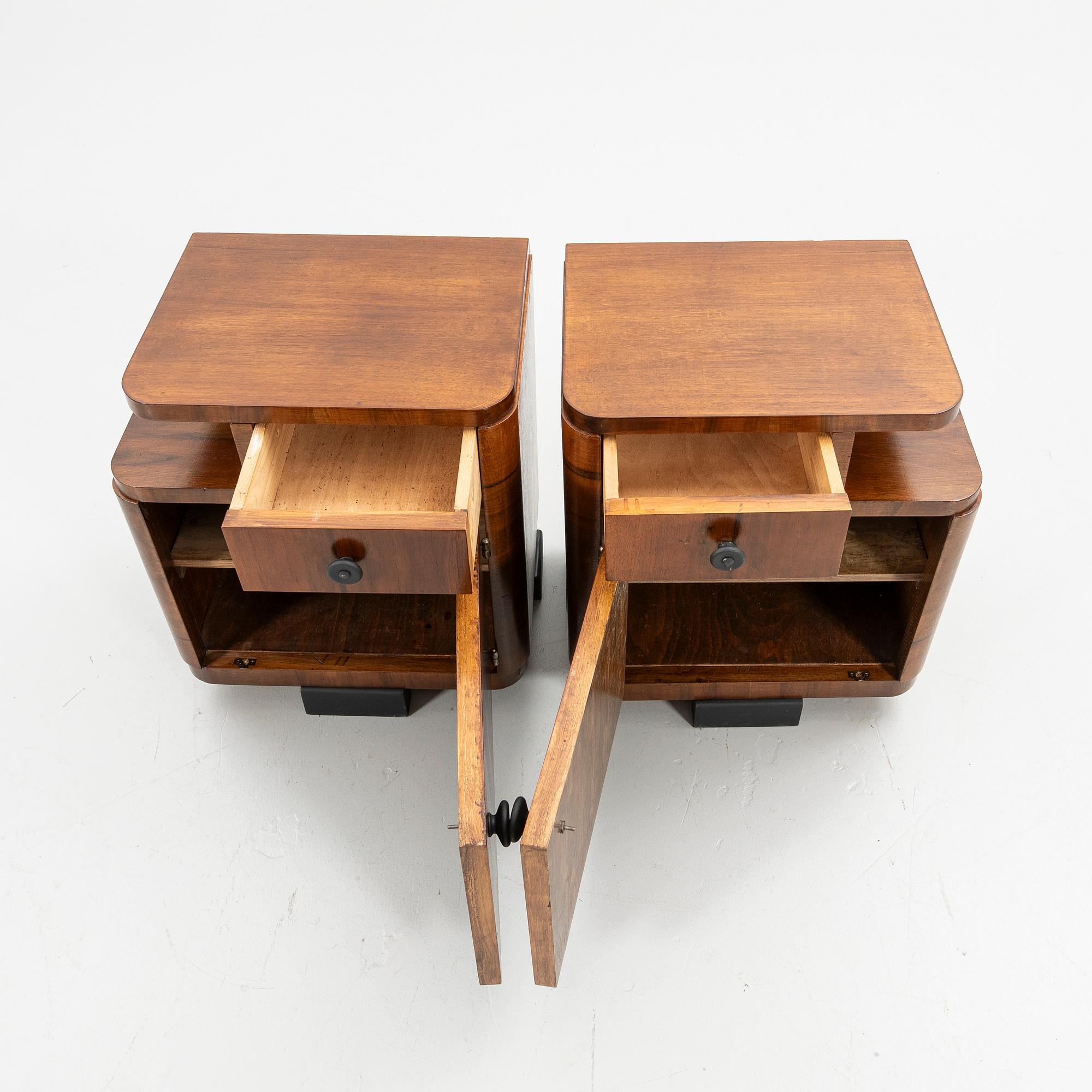 Nightstands, a pair, Art Deco, first half of the 20th century.