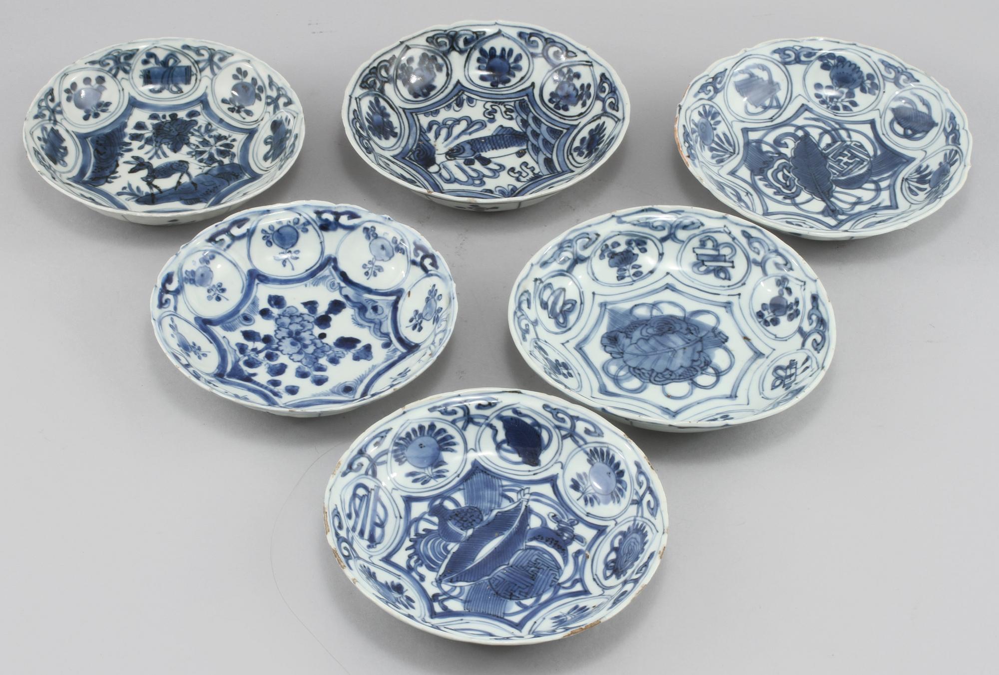 BÄRTALLRIKAR, 6 st, porslin, Kina, Kangxi (1662-1722).