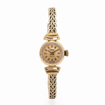 Ciny, armbandsur, 17 mm, 18K guld, länk 14K guld, manuell.