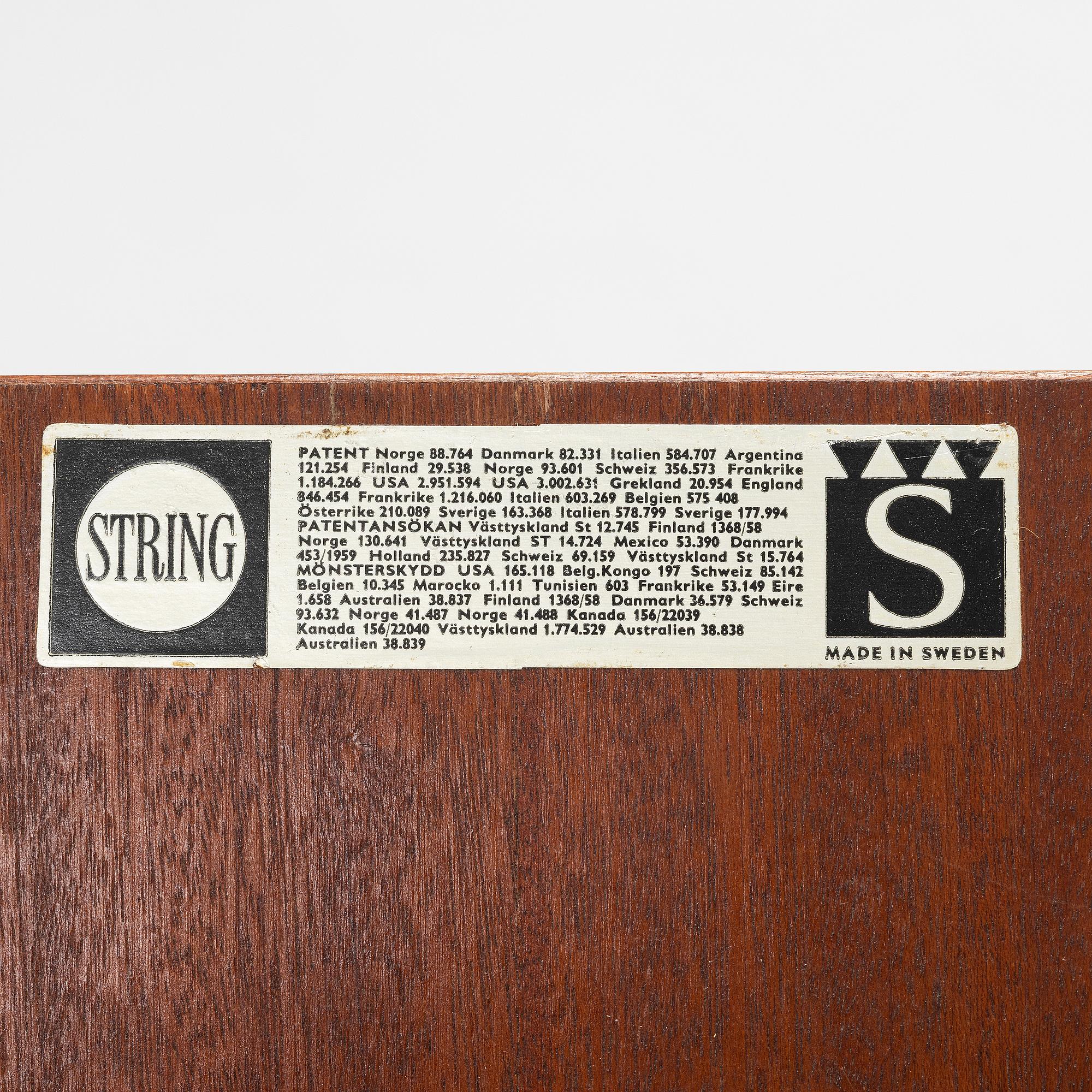 Nils Strinning, hyllsystem, "String/BFB hyllan", String Design AB, 1960-tal.