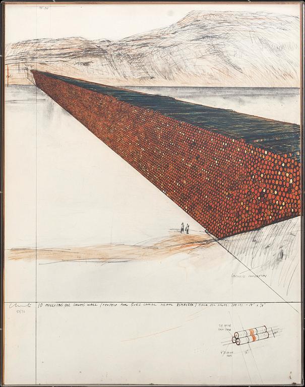 CHRISTO & JEANNE-CLAUDE,Silkscreen in colours 1972, signed in pencil and numbered 53/70, printed by Hans-Peter Haas.