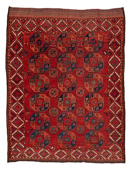 179. MATTO, Antique Ersari, ca 235,5 x 197 cm. (as well as  4-14,5 cm flat weave at the ends).