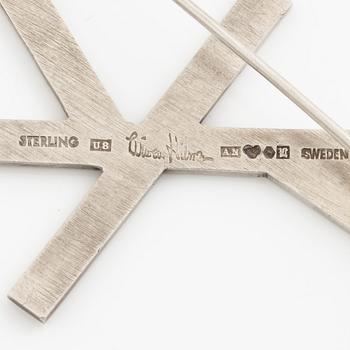 Wiwen Nilsson, monogram brooch, sterling silver, Lund 1946.