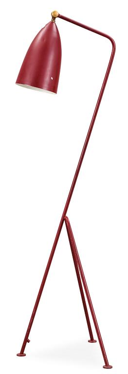 A Greta Magnusson Grossman burgundy red lacquered 'Grasshopper' floor lamp, Bergboms, Sweden 1950's.