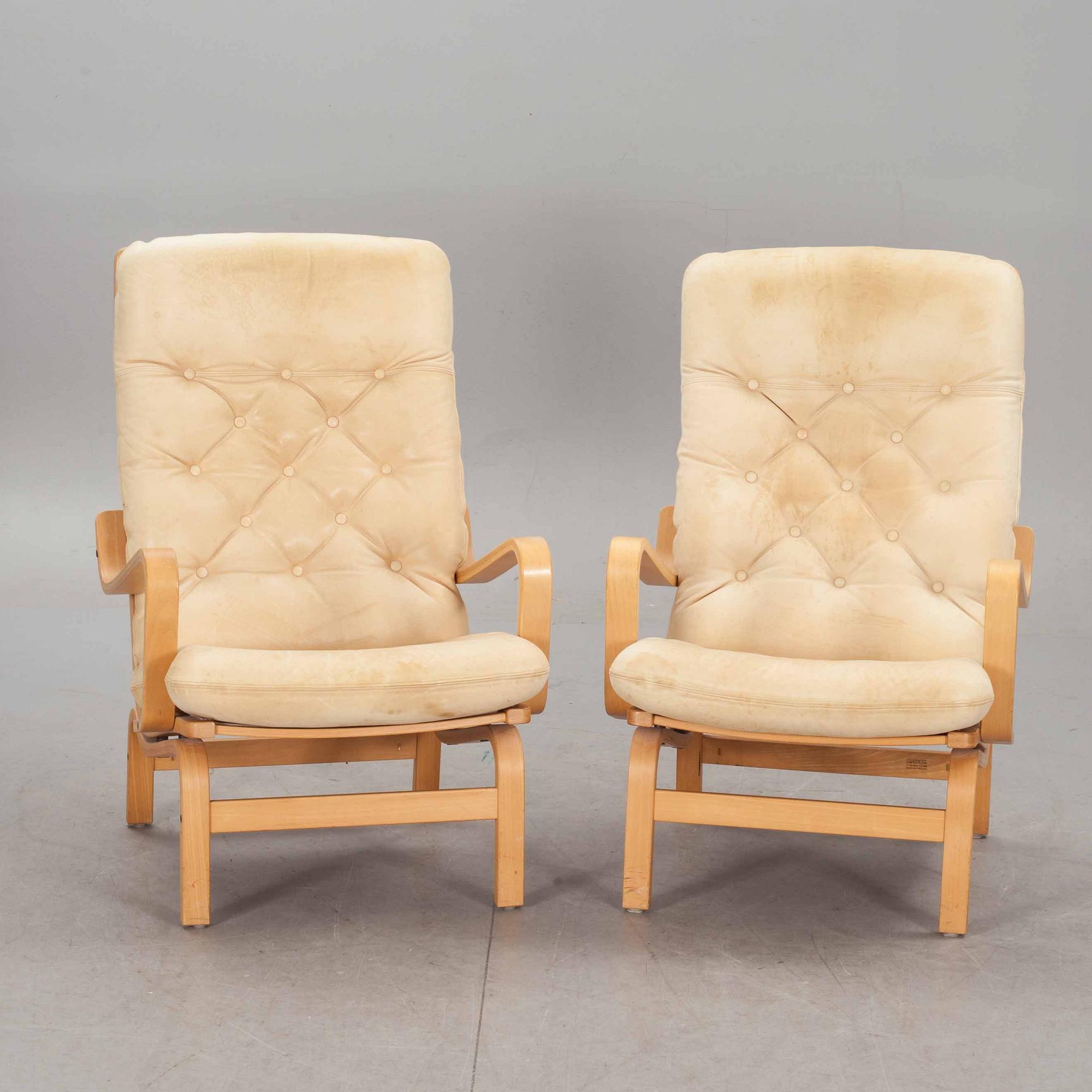 FÅTÖLJ, ett par.  "Contino", Yngve Ekström, Swedese, 1900-talets andra hälft.