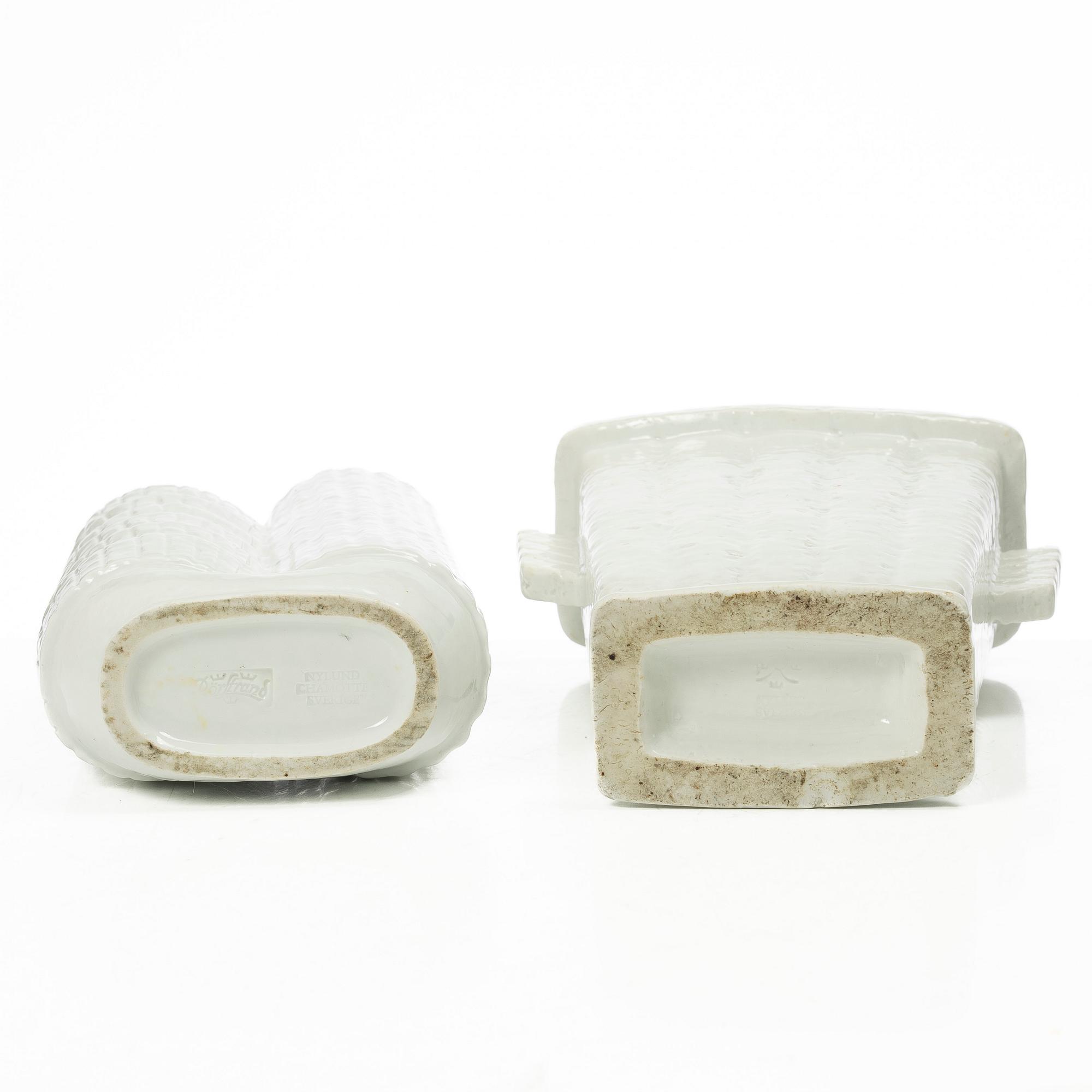 Gunnar Nylund, vaser, 4 st, chamotterat stengods, Rörstrand 1930-40-tal.