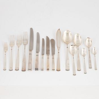 Jacob Ängman, a 130-piece silver flat wear set, "Rosenholm", Stockholm, Sweden, 1946-67.