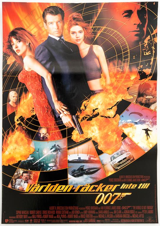 A Swedish movie poster James Bond "Världen räcker inte till" (The world is not enough) 1999.