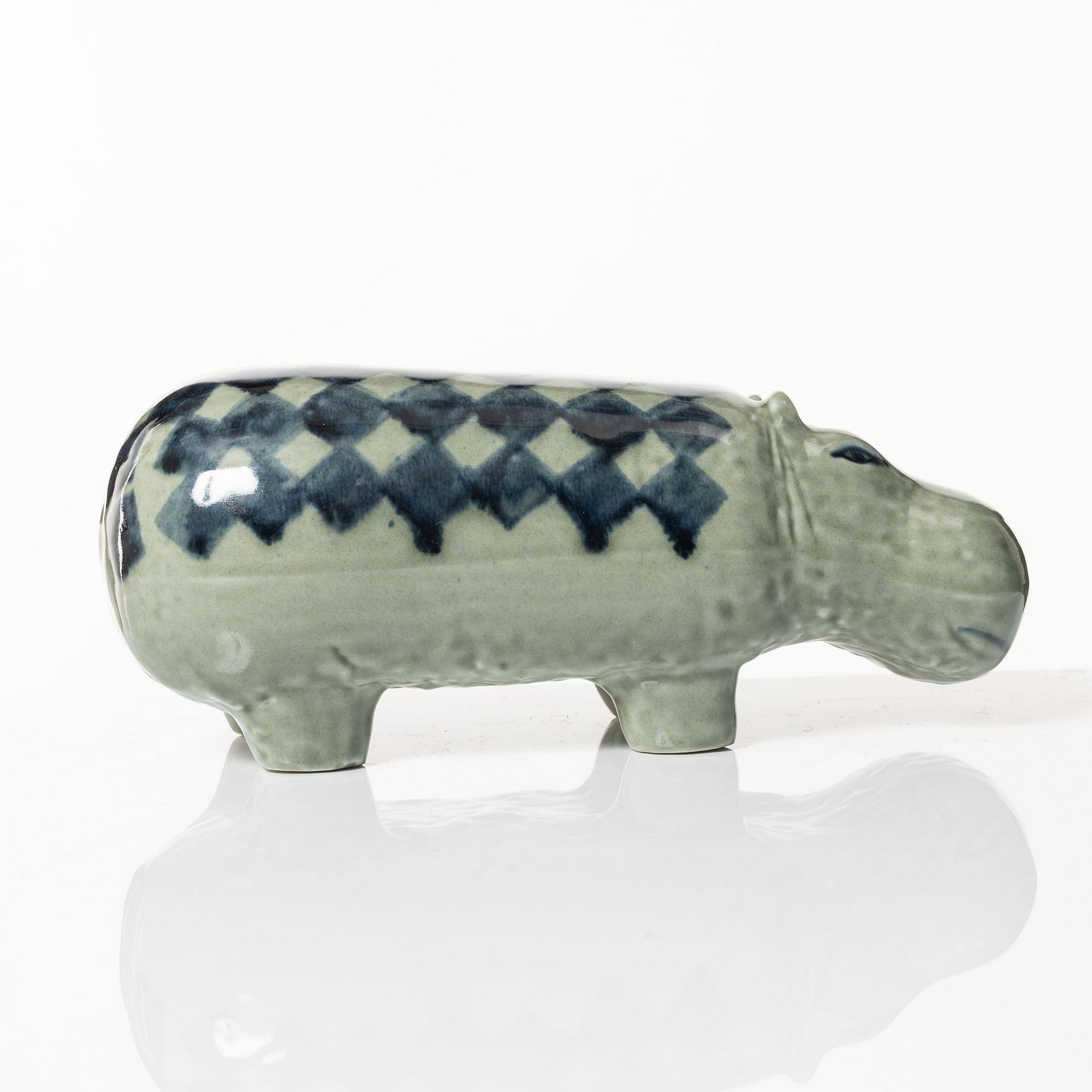 Lisa Larson, a stoneware figurine, 'Flodhäst' (Hippopotamus) from the series 'Stora zoo', Gustavsberg.