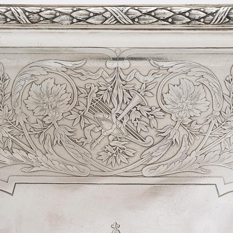 A French silver tray, maker's mark of Charles Mérite, before year 1892.